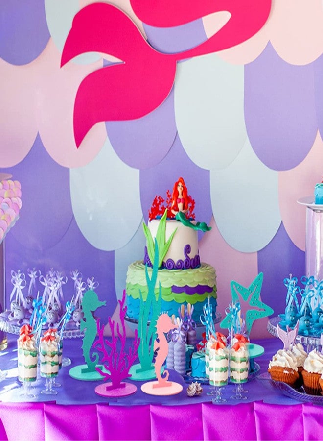 DECHISY 24 Pcs Mermaid Birthday Decorations Felt Table Centerpiece Under the Sea Party Decorations Supplies for Ocean Theme Little Mermaid Birthday Party Baby Shower - Image 4